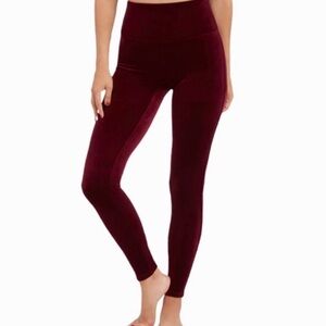 SPANX Rich Burgundy Velvet Leggings